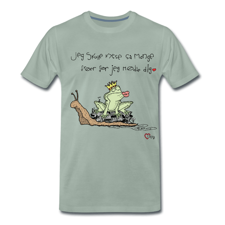 Kysse Frø Snegl - Eksklusiv Herre T-shirt - Herre premium T-shirt - grågrøn - Dajlig
