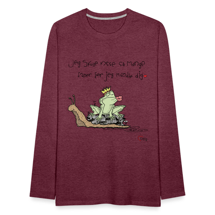 Kysse Frø Snegl - Herre Langærmet Trøje - Herre premium T-shirt med lange ærmer - bordeaux meleret - Dajlig.dk