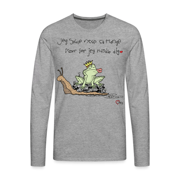Kysse Frø Snegl - Herre Langærmet Trøje - Premium langærmet Herre - T-shirt - grå meleret - Dajlig