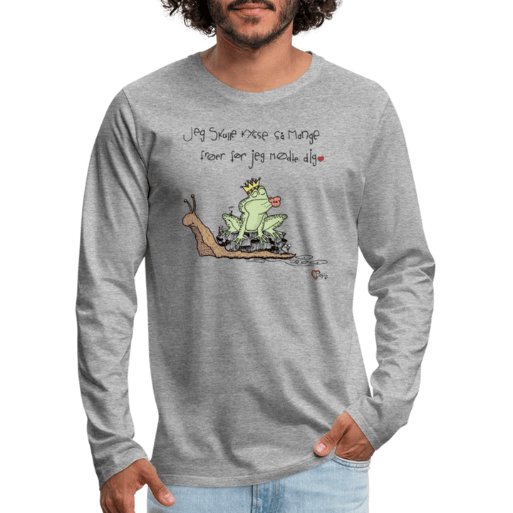 Kysse Frø Snegl - Herre Langærmet Trøje - Premium langærmet Herre - T-shirt - grå meleret - Dajlig