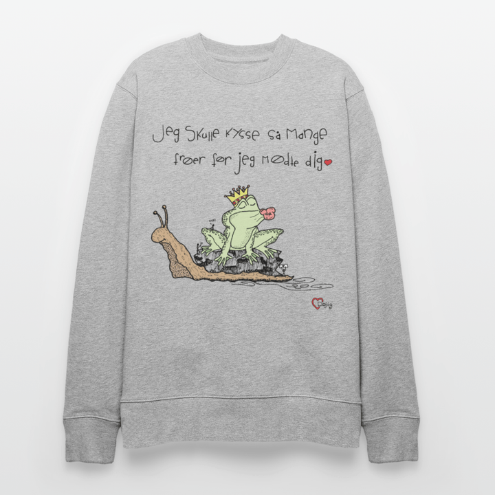 Kysse Frø Snegl - Kraftig Unisex Sweatshirt - Stanley/Stella økologisk unisex - sweatshirt CHANGER - grå meleret - Dajlig.dk