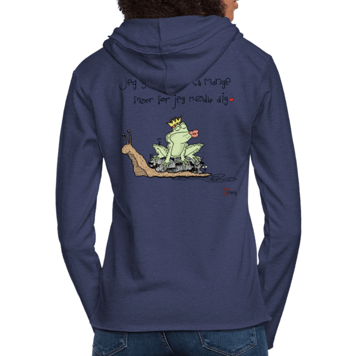 Kysse Frø Snegl - Let Unisex hættetrøje - Let sweatshirt med hætte, unisex - marineblå meleret - Dajlig