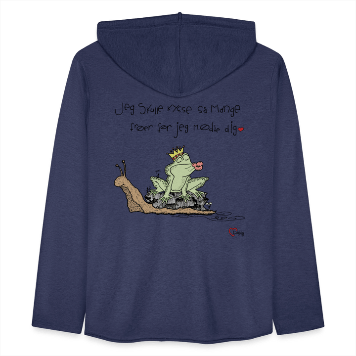 Kysse Frø Snegl - Let Unisex hættetrøje - Let sweatshirt med hætte, unisex - marineblå meleret - Dajlig