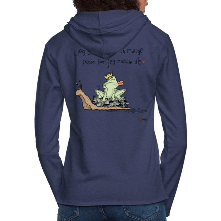 Kysse Frø Snegl - Let Unisex hættetrøje - Let sweatshirt med hætte, unisex - marineblå meleret - Dajlig.dk