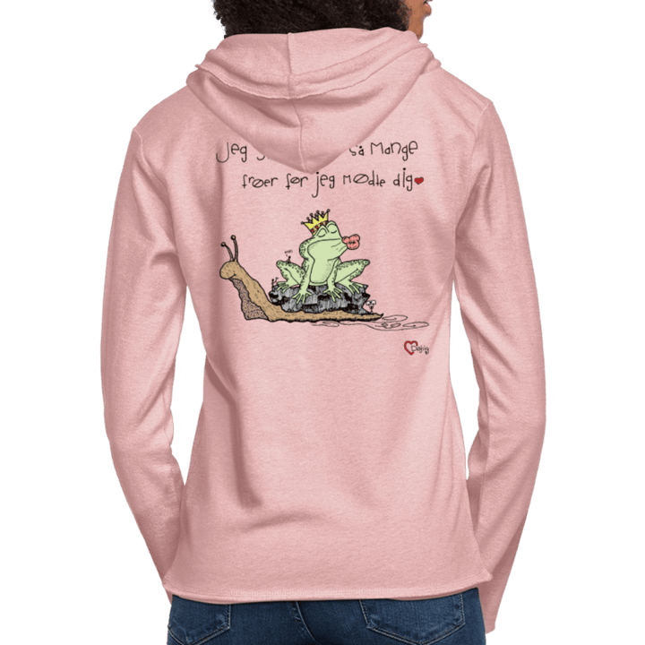 Kysse Frø Snegl - Let Unisex hættetrøje - Let sweatshirt med hætte, unisex - rosa - creme meleret - Dajlig