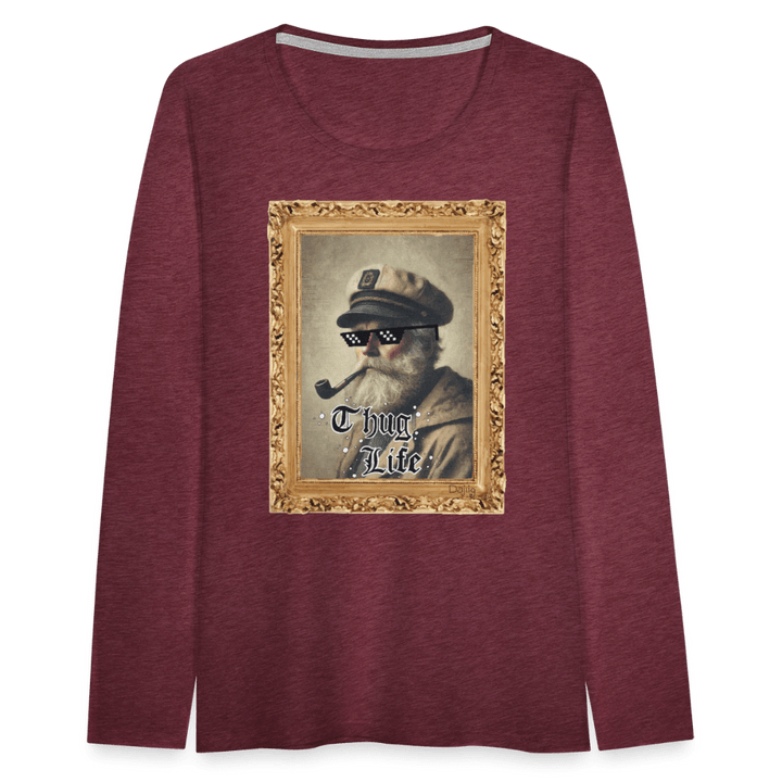 Leif Lurendrejer - Dame Langærmet Trøje - Dame premium T-shirt med lange ærmer - bordeaux meleret - Dajlig.dk