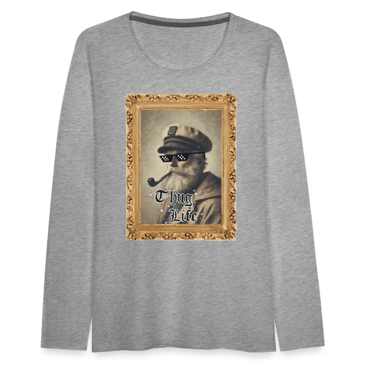 Leif Lurendrejer - Dame Langærmet Trøje - Dame premium T-shirt med lange ærmer - grå meleret - Dajlig.dk