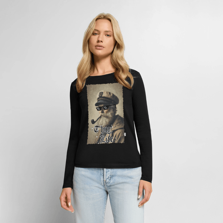 Leif Lurendrejer - Dame Langærmet Trøje - Dame premium T-shirt med lange ærmer - sort - Dajlig
