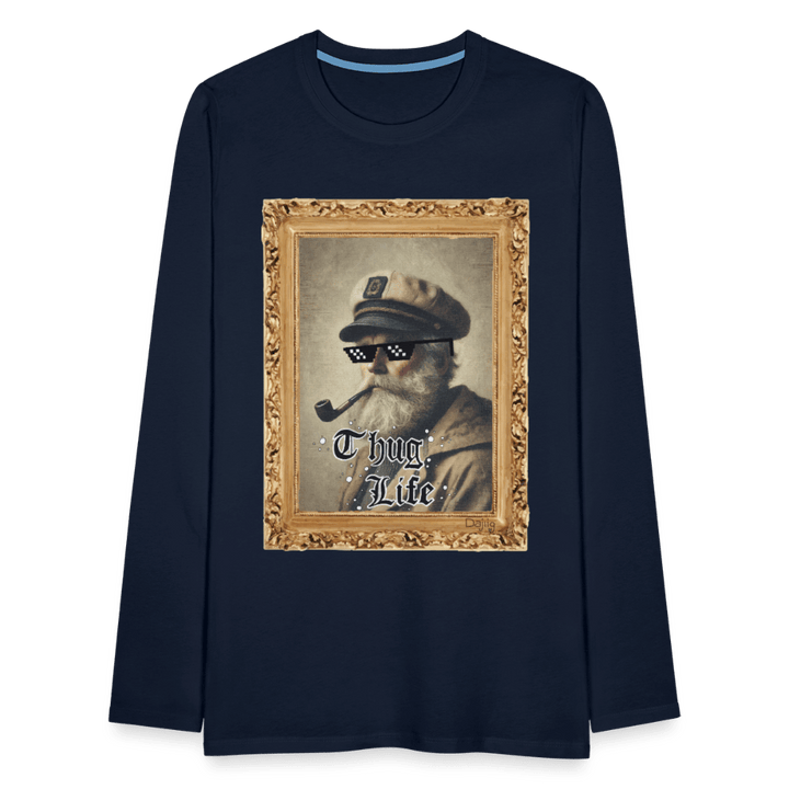 Leif Lurendrejer - Herre Langærmet Trøje - Herre premium T-shirt med lange ærmer - marineblå - Dajlig.dk