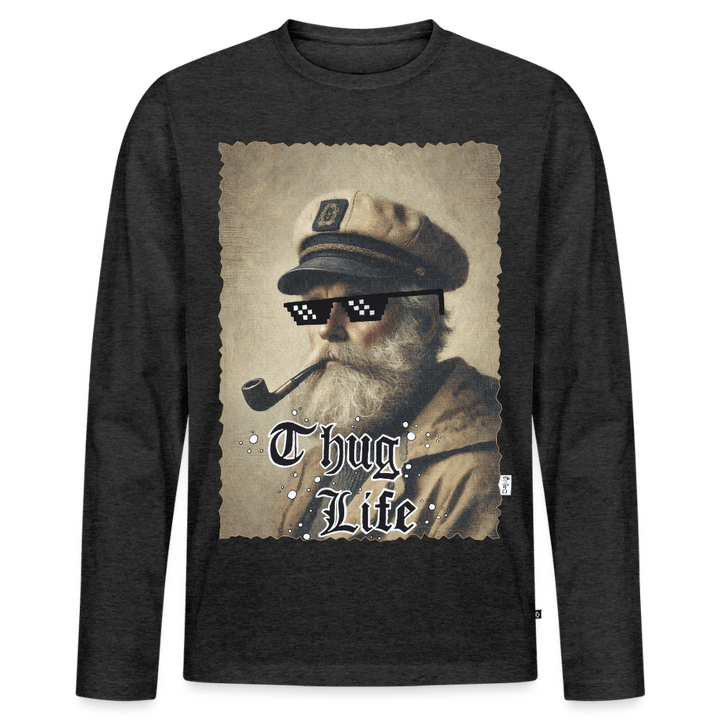 Leif Lurendrejer - Herre Langærmet Trøje - Premium økologisk langærmet T-shirt til mænd - antracit meleret - Dajlig