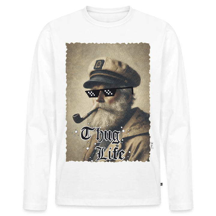 Leif Lurendrejer - Herre Langærmet Trøje - Premium økologisk langærmet T-shirt til mænd - hvid - Dajlig