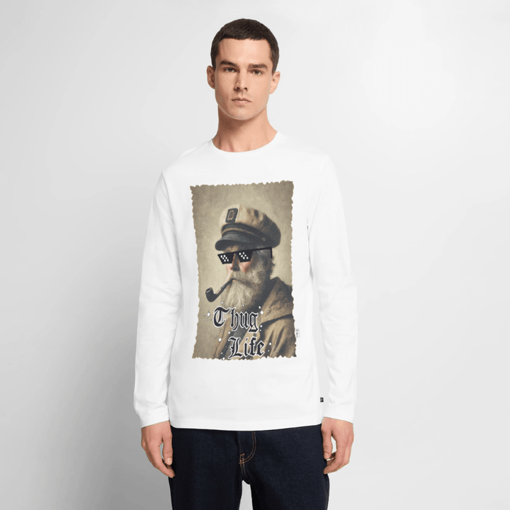 Leif Lurendrejer - Herre Langærmet Trøje - Premium økologisk langærmet T-shirt til mænd - hvid - Dajlig