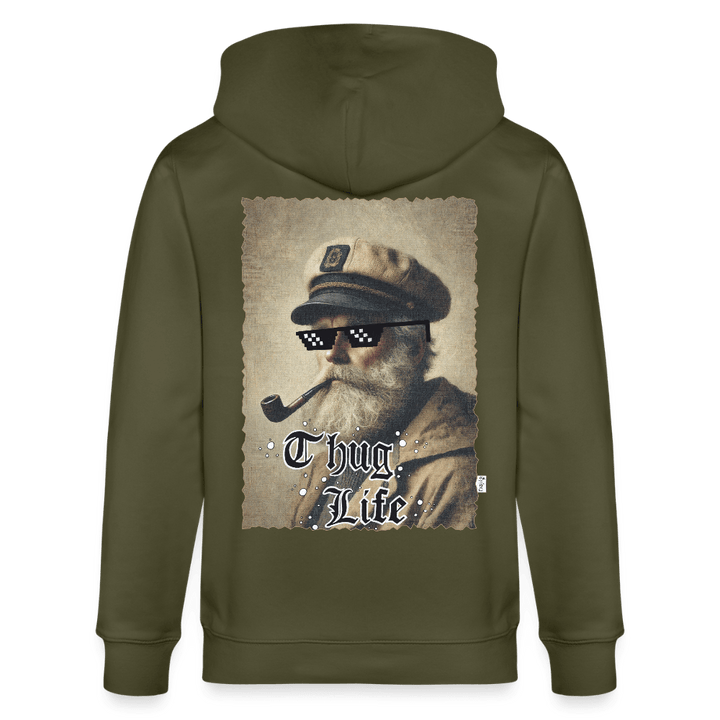 Leif Lurendrejer - Kraftig Unisex Hættetrøje m. lynlås - Stanley/Stella økologisk unisex - hættejakke CULTIVATOR - khaki - Dajlig