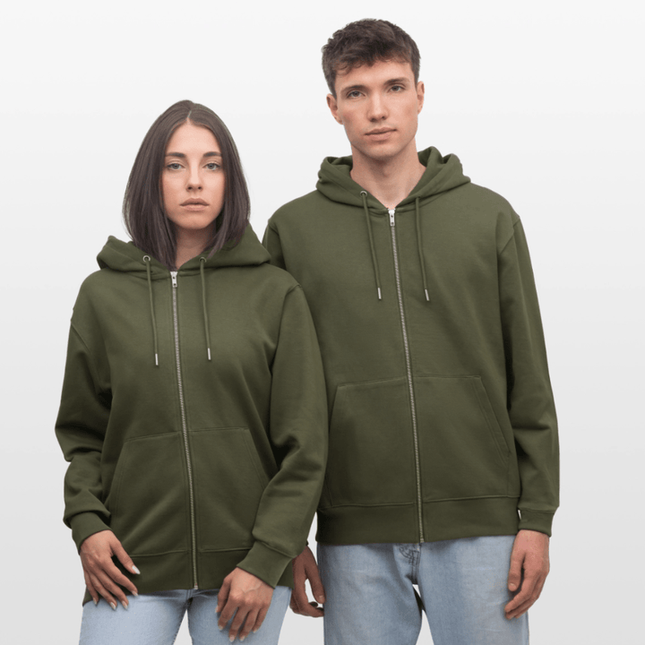 Leif Lurendrejer - Kraftig Unisex Hættetrøje m. lynlås - Stanley/Stella økologisk unisex - hættejakke CULTIVATOR - khaki - Dajlig