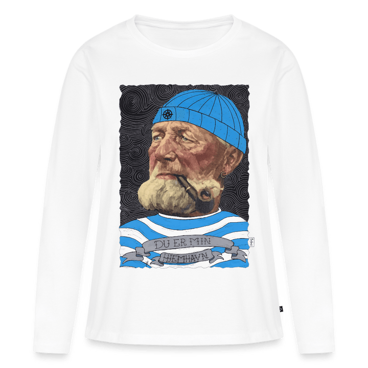 Poul Sømand - Dame Langærmet Trøje - Dame premium T-shirt med lange ærmer - hvid - Dajlig