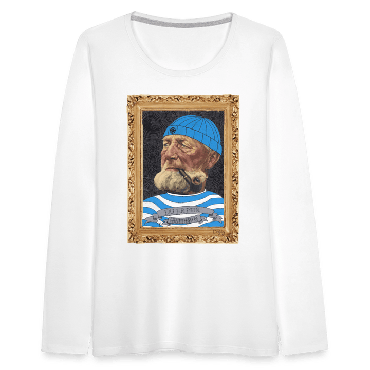 Poul Sømand - Dame Langærmet Trøje - Dame premium T-shirt med lange ærmer - hvid - Dajlig.dk