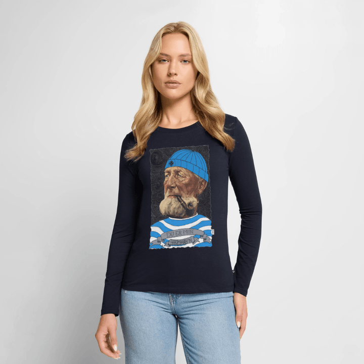 Poul Sømand - Dame Langærmet Trøje - Dame premium T-shirt med lange ærmer - navy - Dajlig