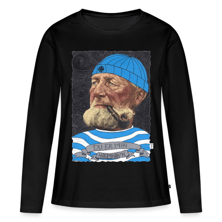 Poul Sømand - Dame Langærmet Trøje - Dame premium T-shirt med lange ærmer - sort - Dajlig