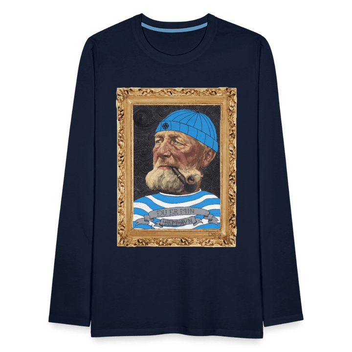 Poul Sømand - Herre Langærmet Trøje - Herre premium T-shirt med lange ærmer - marineblå - Dajlig.dk