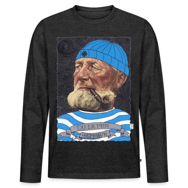 Poul Sømand - Herre Langærmet Trøje - Premium økologisk langærmet T-shirt til mænd - antracit meleret - Dajlig