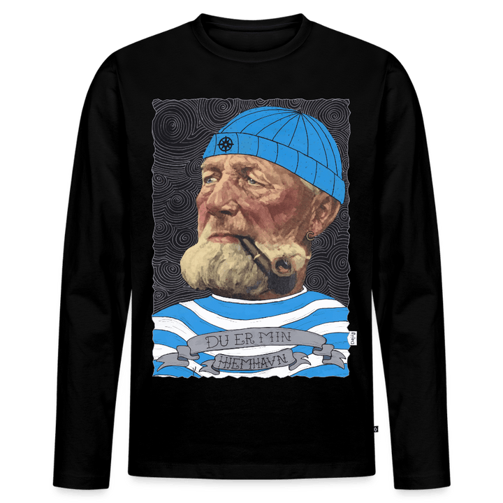 Poul Sømand - Herre Langærmet Trøje - Premium økologisk langærmet T-shirt til mænd - sort - Dajlig