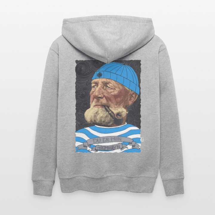 Poul Sømand - Kraftig Unisex Hættetrøje m. lynlås - Stanley/Stella økologisk unisex - hættejakke CULTIVATOR - grå meleret - Dajlig