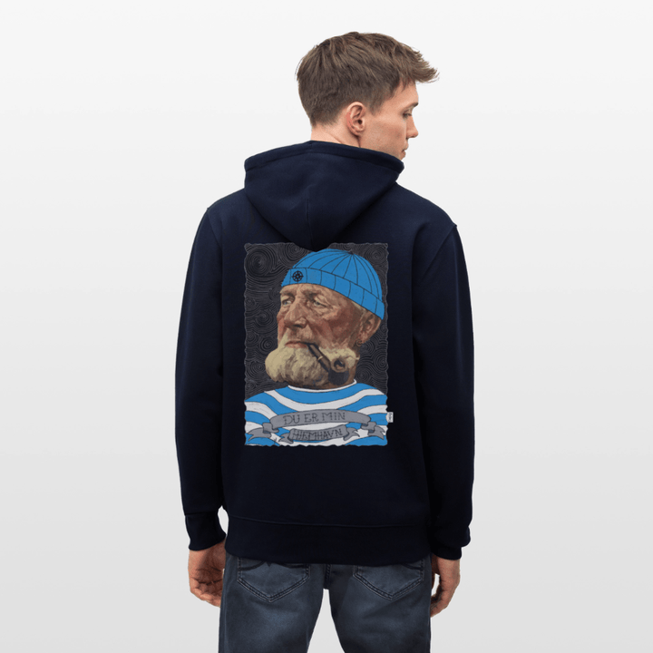 Poul Sømand - Kraftig Unisex Hættetrøje m. lynlås - Stanley/Stella økologisk unisex - hættejakke CULTIVATOR - marineblå - Dajlig