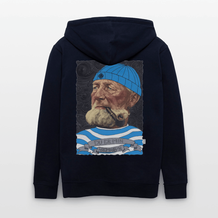 Poul Sømand - Kraftig Unisex Hættetrøje m. lynlås - Stanley/Stella økologisk unisex - hættejakke CULTIVATOR - marineblå - Dajlig