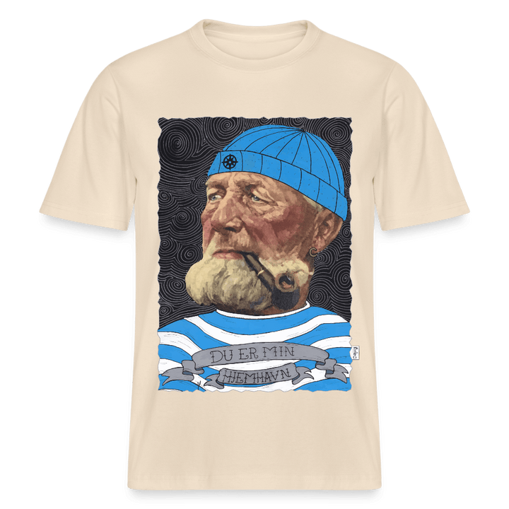 Poul Sømand - Unisex T-shirt - Stanley/Stella Relaxed Fit økologisk unisex - T-shirt Sparker - hvid grå - Dajlig