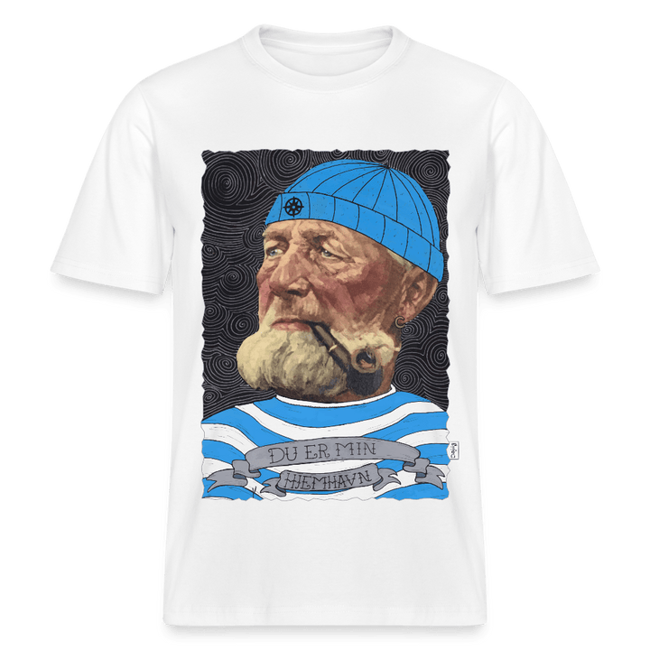 Poul Sømand - Unisex T-shirt - Stanley/Stella Relaxed Fit økologisk unisex - T-shirt Sparker - hvid - Dajlig