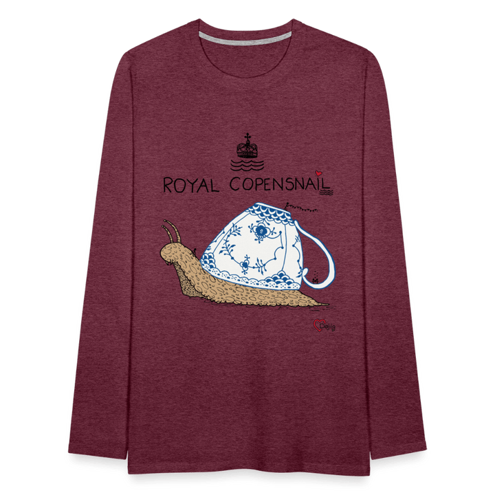 Royal Copensnail - Herre Langærmet Trøje - Herre premium T-shirt med lange ærmer - bordeaux meleret - Dajlig.dk