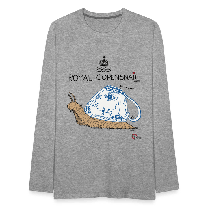 Royal Copensnail - Herre Langærmet Trøje - Herre premium T-shirt med lange ærmer - grå meleret - Dajlig.dk