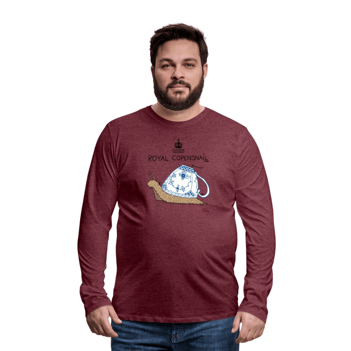 Royal Copensnail - Herre Langærmet Trøje - Premium langærmet Herre - T-shirt - bordeaux meleret - Dajlig