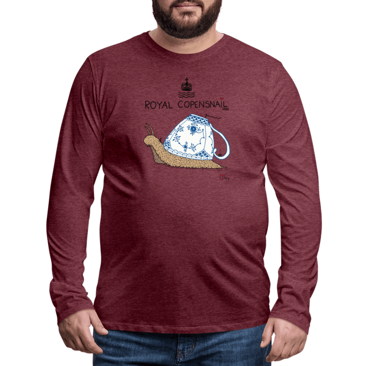 Royal Copensnail - Herre Langærmet Trøje - Premium langærmet Herre - T-shirt - bordeaux meleret - Dajlig