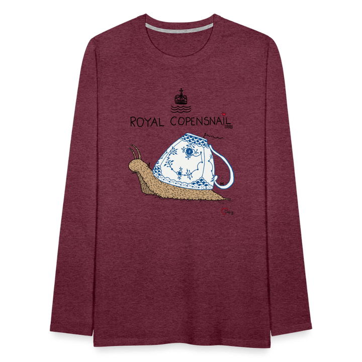 Royal Copensnail - Herre Langærmet Trøje - Premium langærmet Herre - T-shirt - bordeaux meleret - Dajlig