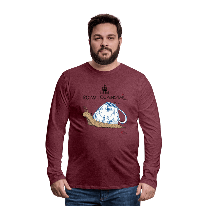 Royal Copensnail - Herre Trøje - Herre premium T-shirt med lange ærmer - bordeaux meleret - Dajlig