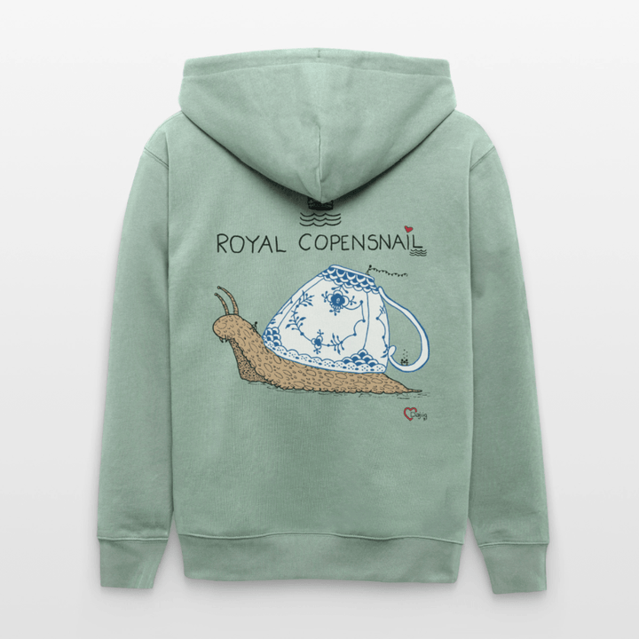 Royal Copensnail - Kraftig Unisex Hættetrøje m. lynlås - Stanley/Stella økologisk unisex - hættejakke CULTIVATOR - lys grågrøn - Dajlig