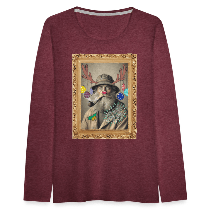 Rudolf Hjort - Dame Langærmet Trøje - Dame premium T-shirt med lange ærmer - bordeaux meleret - Dajlig.dk