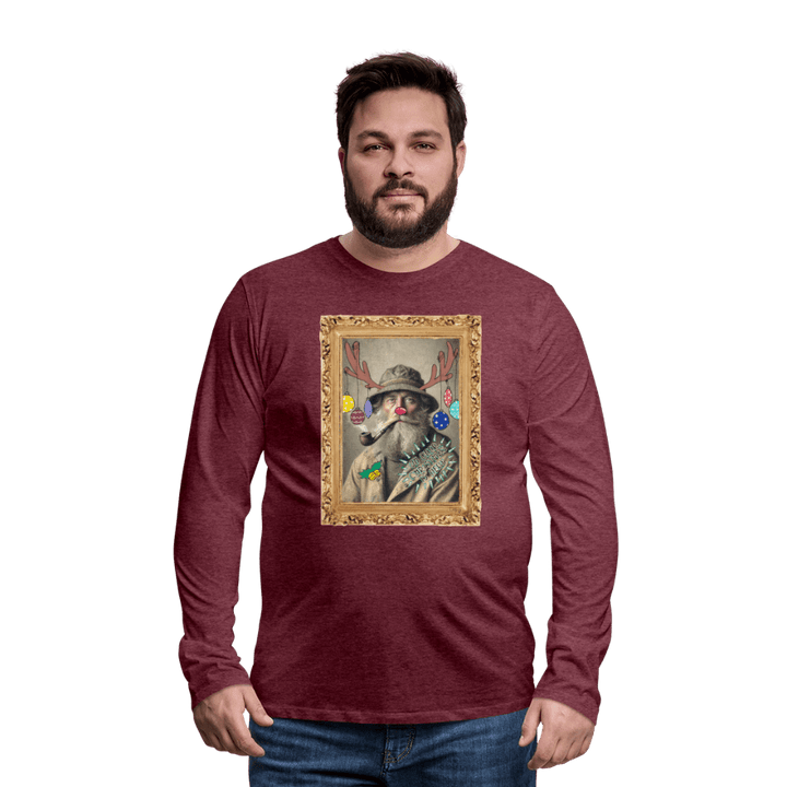 Rudolf Hjort - Herre Langærmet Trøje - Herre premium T-shirt med lange ærmer - bordeaux meleret - Dajlig.dk