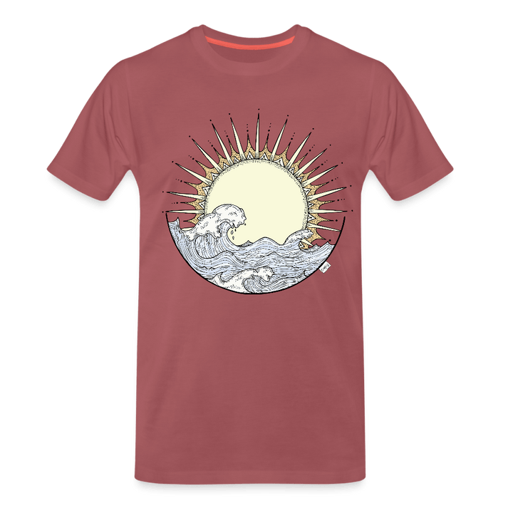 Solopgang - Eksklusiv Herre T-shirt - Herre premium T-shirt - forvasket bordeaux - Dajlig
