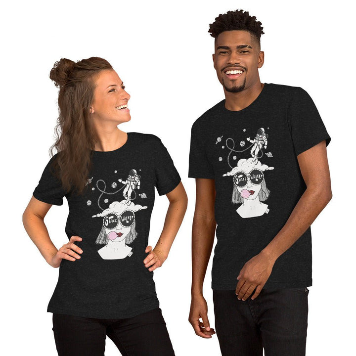 Space Walker, Unisex t-shirt fra Bella+Canvas - t-shirt - Black Heather - Dajlig.dk