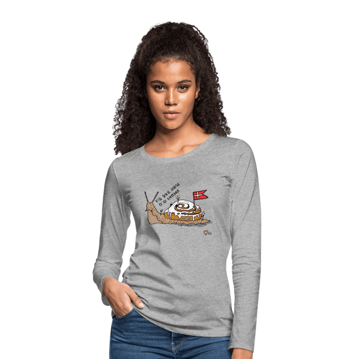 Spirit Animal Kanelsnegl - Dame Trøje - Dame premium T-shirt med lange ærmer - grå meleret - Dajlig.dk
