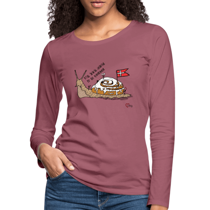 Spirit Animal Kanelsnegl - Dame Trøje - Dame premium T-shirt med lange ærmer - rødviolet - Dajlig.dk
