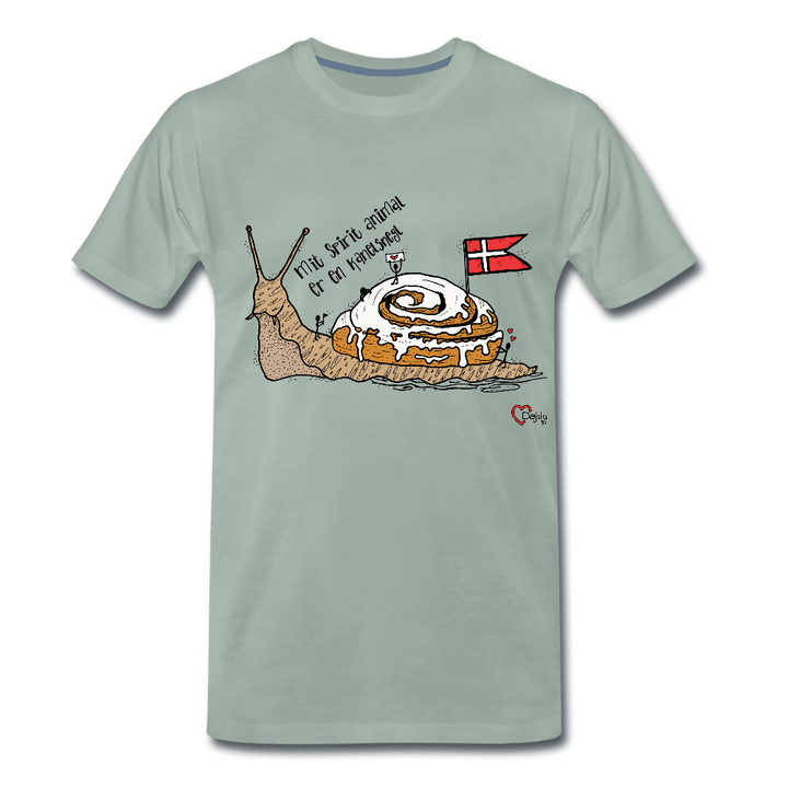 Spirit Animal Kanelsnegl - Eksklusiv Herre T-shirt - Herre premium T-shirt - grågrøn - Dajlig