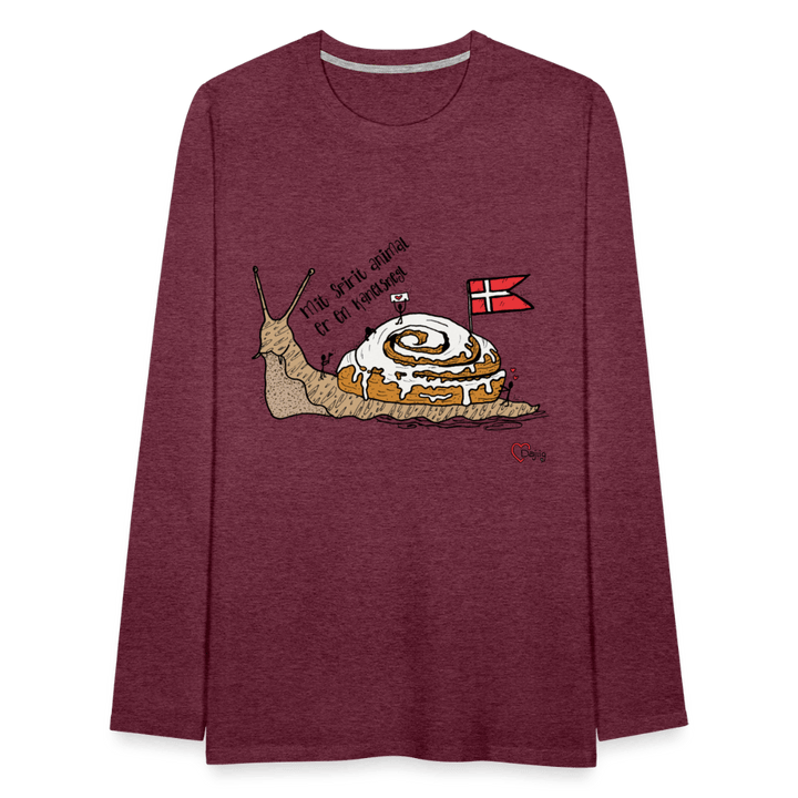 Spirit Animal Kanelsnegl - Herre Langærmet Trøje - Herre premium T-shirt med lange ærmer - bordeaux meleret - Dajlig.dk