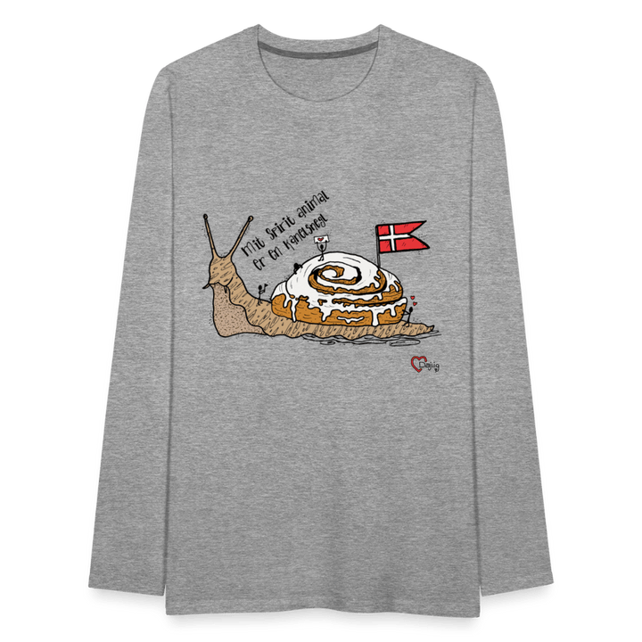 Spirit Animal Kanelsnegl - Herre Langærmet Trøje - Herre premium T-shirt med lange ærmer - grå meleret - Dajlig.dk