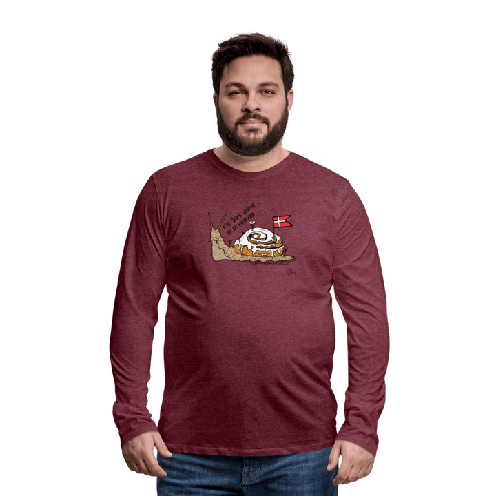 Spirit Animal Kanelsnegl - Herre Langærmet Trøje - Premium langærmet Herre - T-shirt - bordeaux meleret - Dajlig