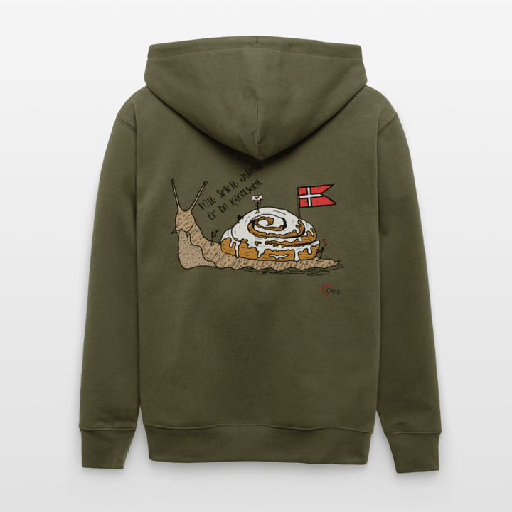 Spirit Animal Kanelsnegl - Kraftig Unisex Hættetrøje m. lynlås - Stanley/Stella økologisk unisex - hættejakke CULTIVATOR - khaki - Dajlig