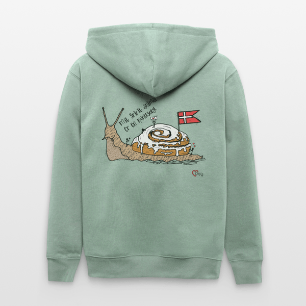 Spirit Animal Kanelsnegl - Kraftig Unisex Hættetrøje m. lynlås - Stanley/Stella økologisk unisex - hættejakke CULTIVATOR - lys grågrøn - Dajlig
