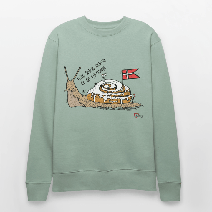 Spirit Animal Kanelsnegl - Kraftig Unisex Sweatshirt - Stanley/Stella økologisk unisex - sweatshirt CHANGER - lys grågrøn - Dajlig.dk